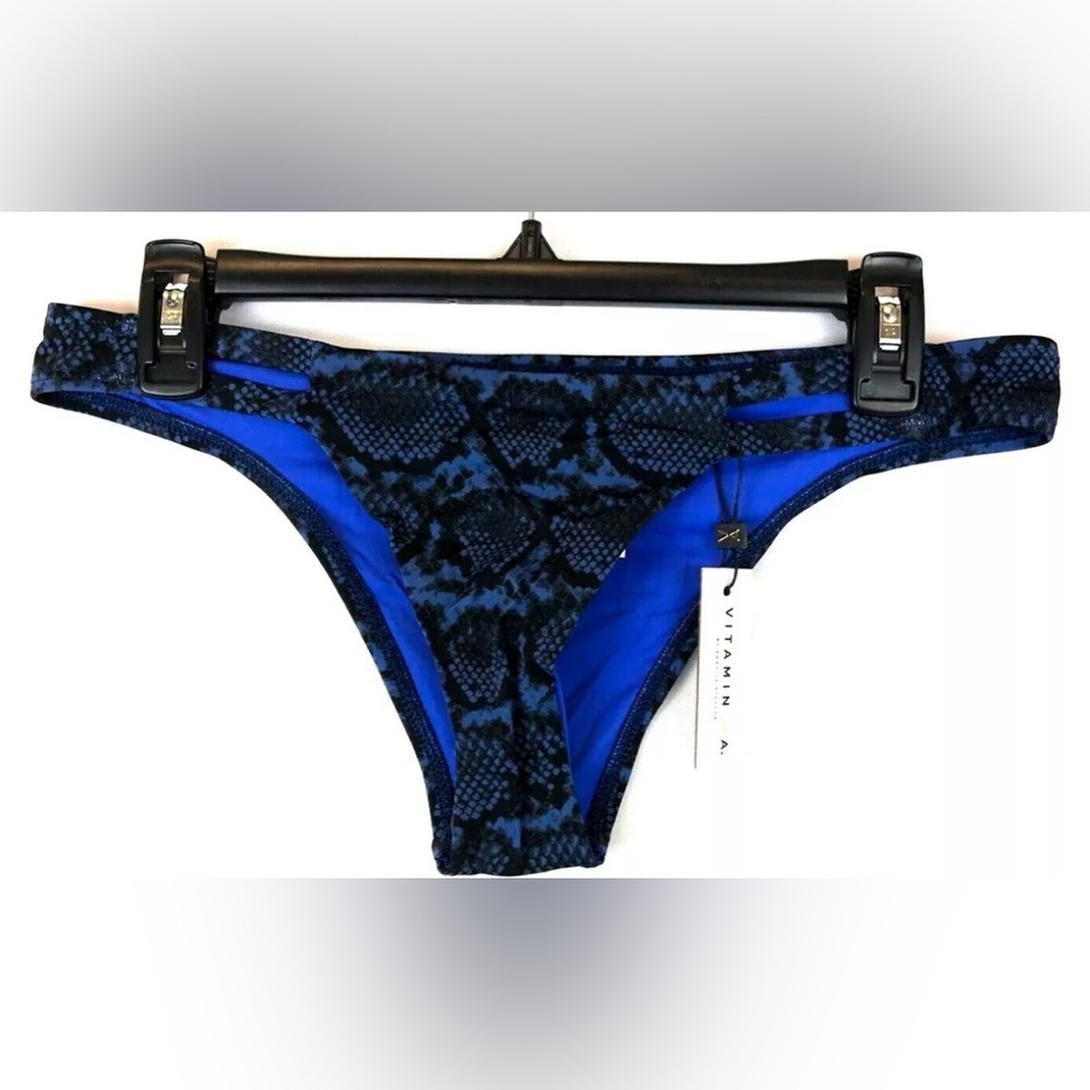 Vitamin A Womens Hipster Bikini Bottom Blue Neutra Size 10/Large